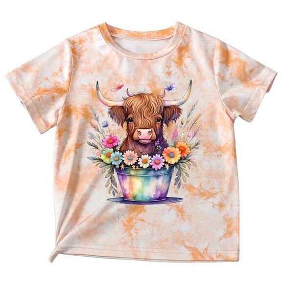 Cute Cow With Flowers & Bucket Graphic Print size 5 - Picture 1 of 3